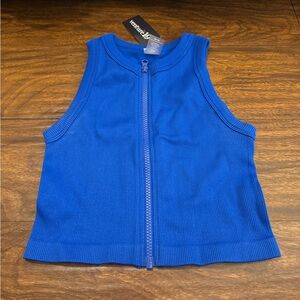 High neck crop top with zipper